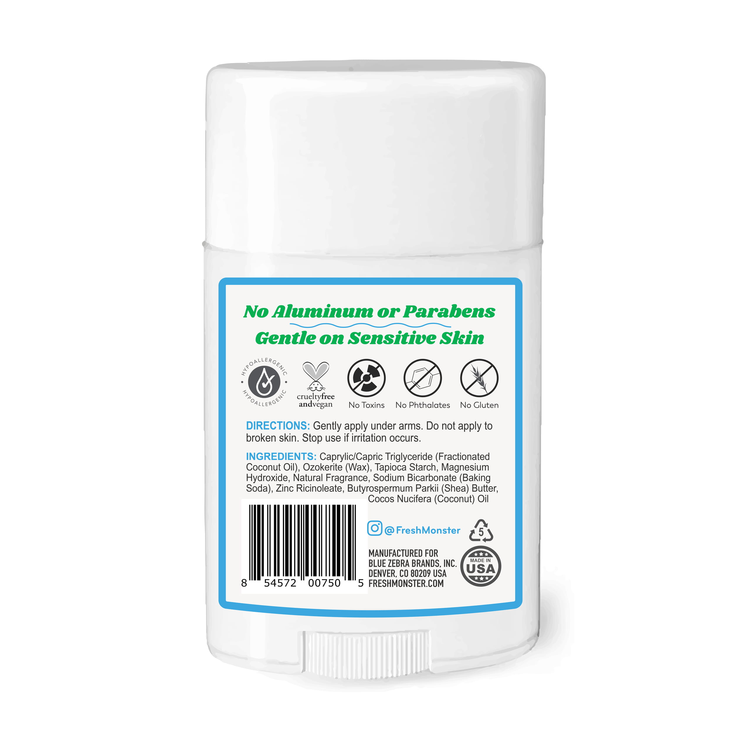 Aluminum-Free Natural Deodorant for Kids and Teens - Fresh Monster