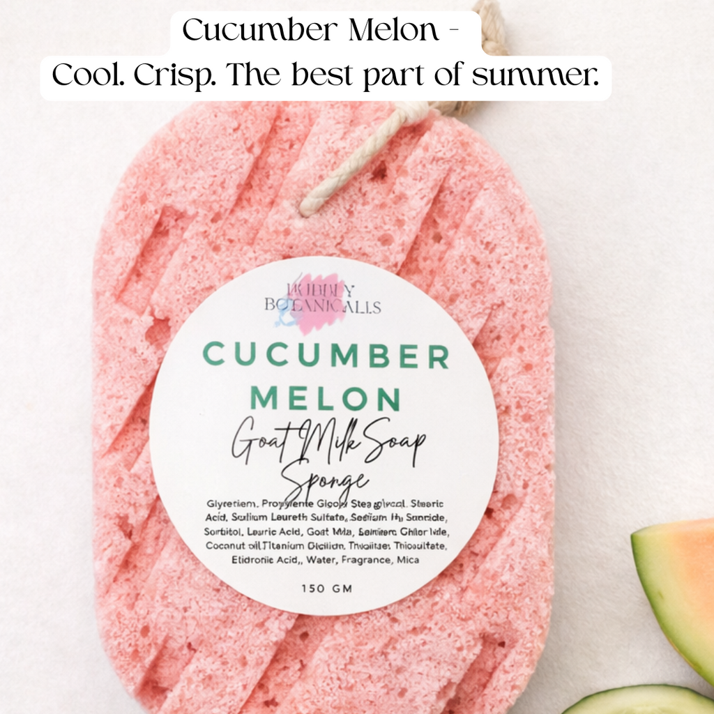 Goat Milk Soap Infused Sponge - Cucumber Melon Scent Unicorn - Lasts up to 6 weeks